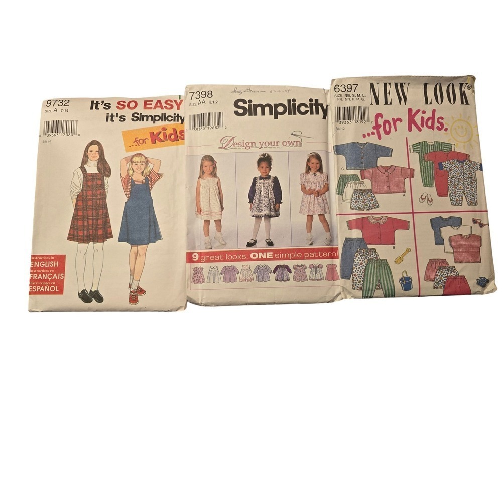 Vtg Simplicity& New Look Sewing Patterns Kids Size 3-14 Uncut and Factory folded